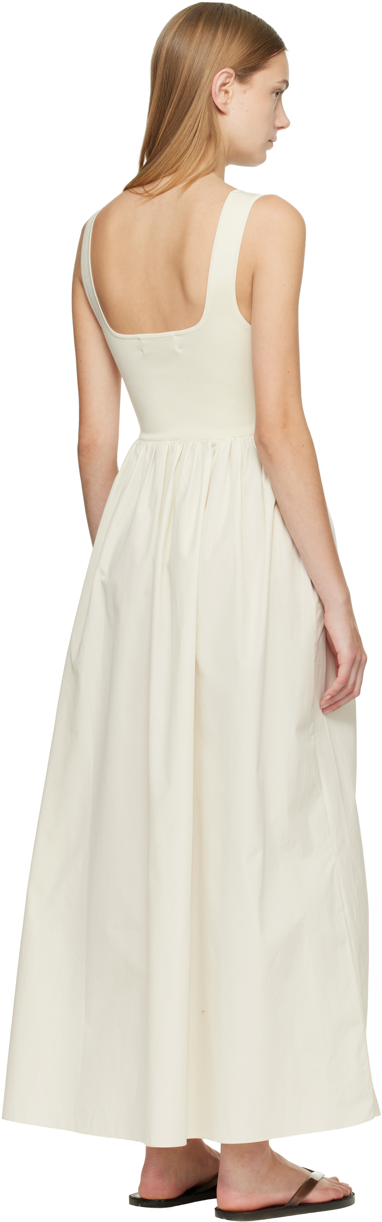 Off-White Knit & Cotton Maxi Dress