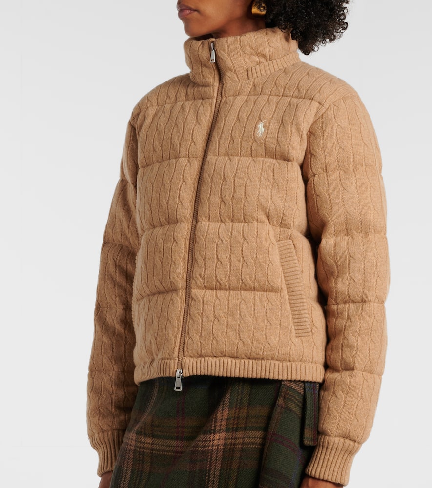 Cable-knit wool and cashmere down jacket