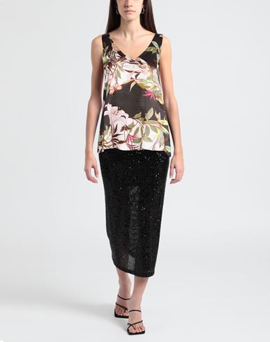 Woman Top Black Size 6 Silk, Elastane, Cotton