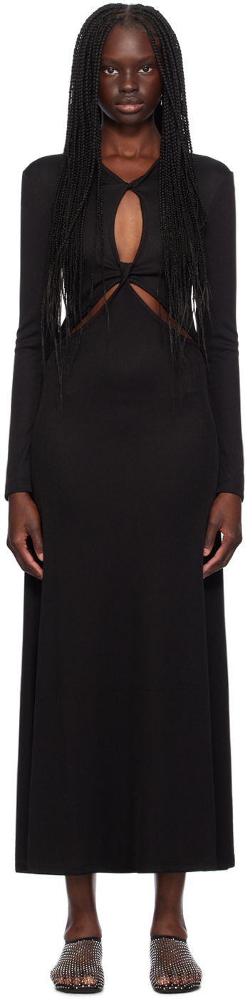 Christopher Esber Black Open Twist Anglaise Maxi Dress