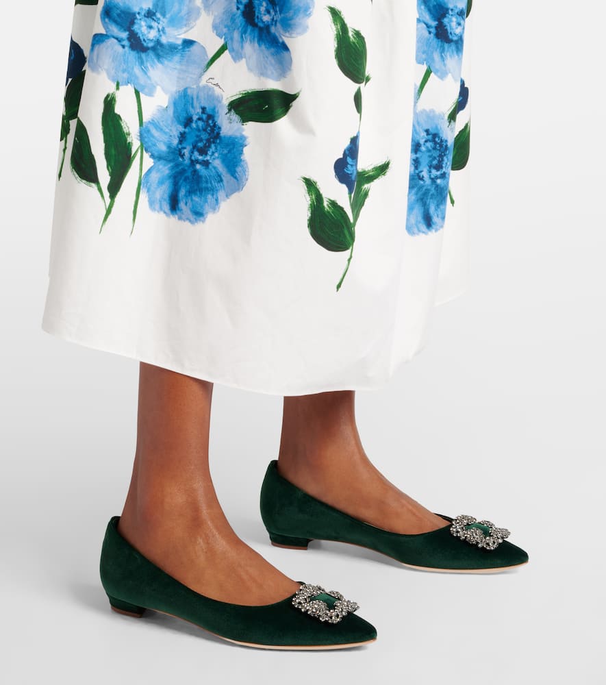 Manolo Blahnik Hangisi embellished velvet ballet flats