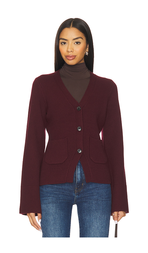 PISTOLA Aeron V-Neck Cardigan in Wine. - L also in XS