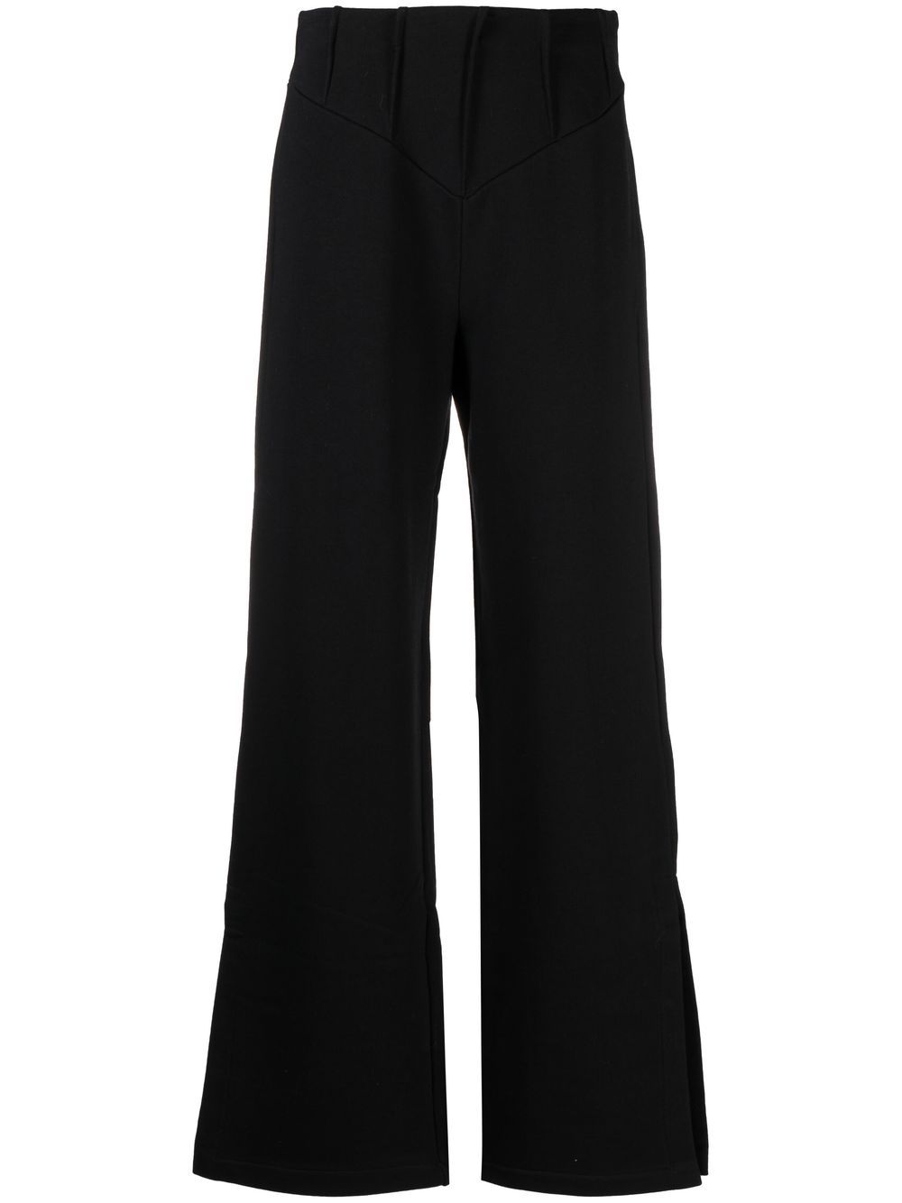 Wide-leg cotton-jersey trousers - Black