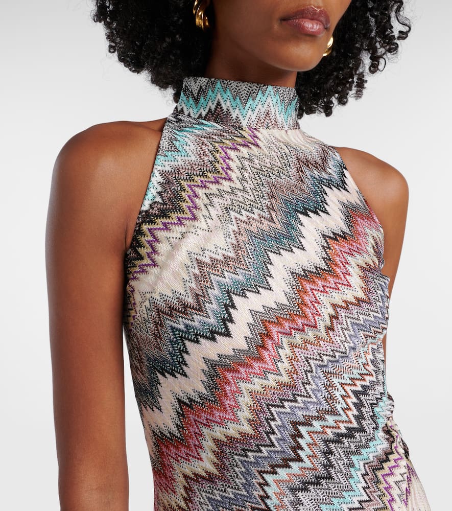 Zig Zag embellished lamé minidress