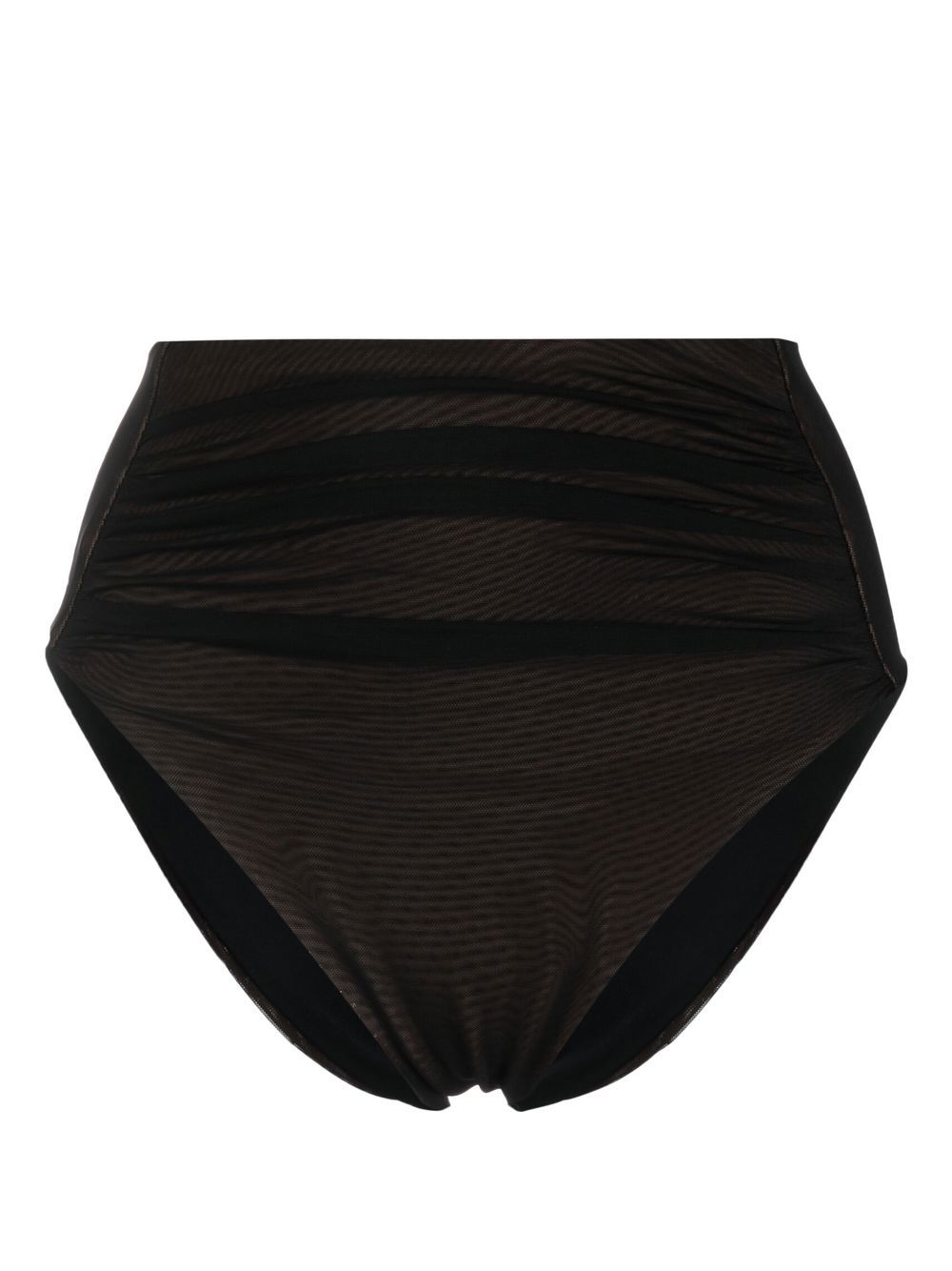 Gathered high-waisted bikini bottoms - Black