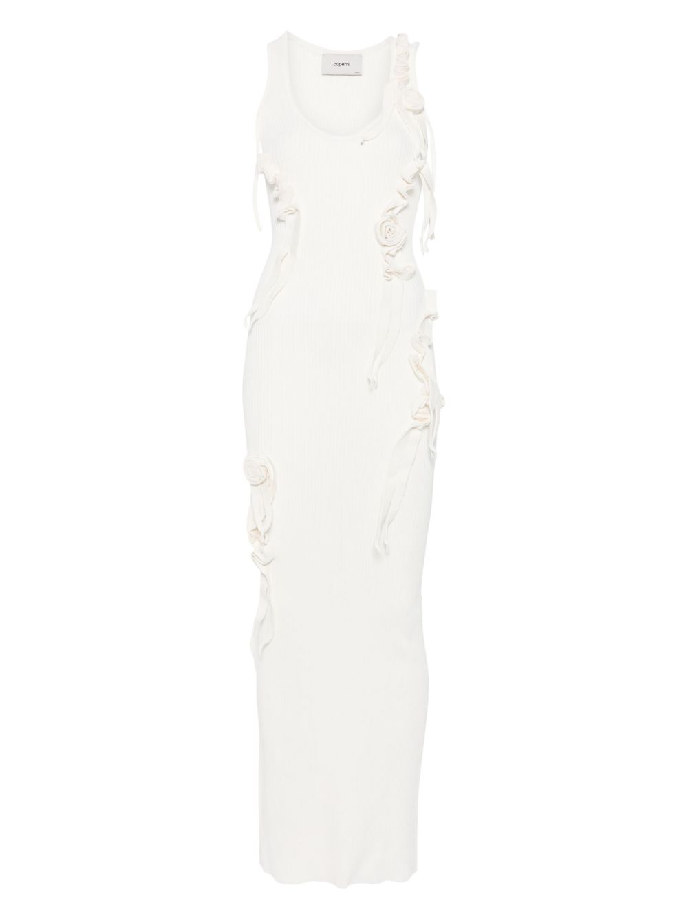 Ribbon-detail knitted maxi dress - White