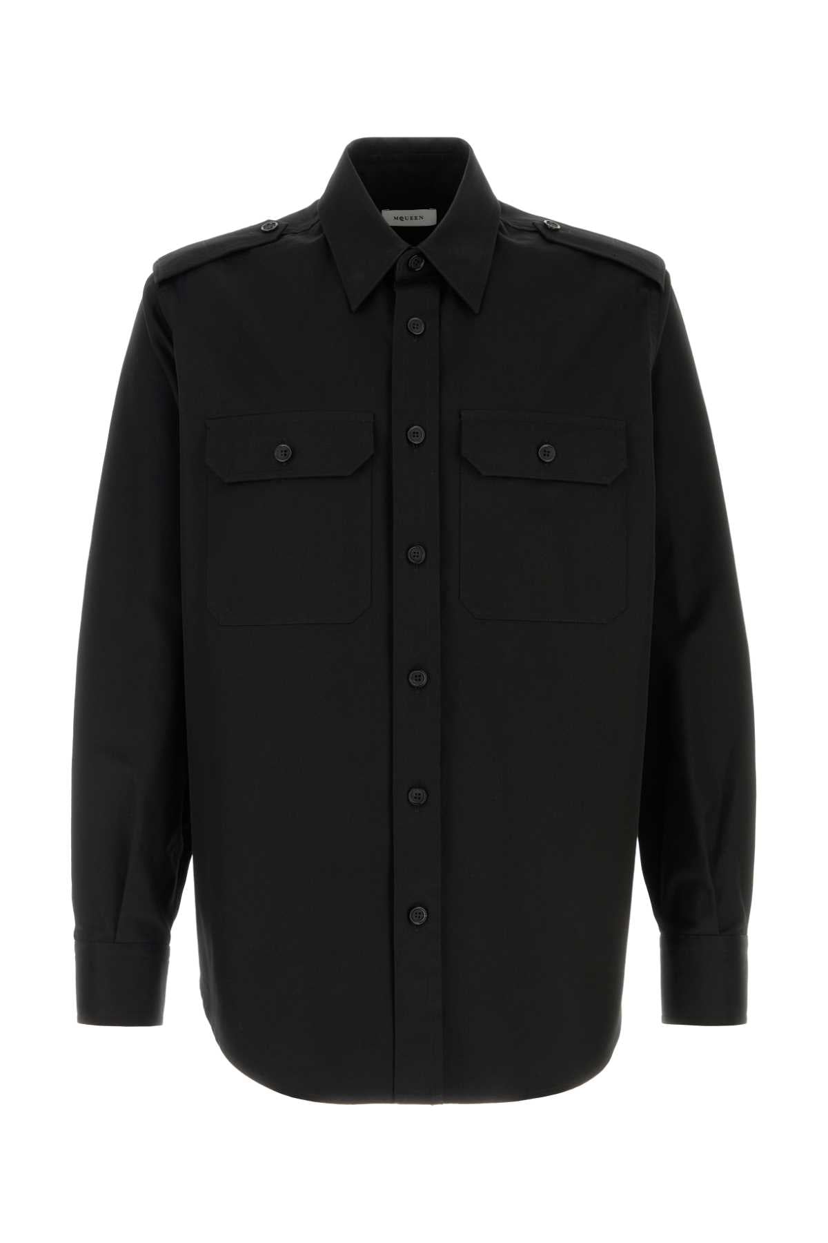 Cotton Military Shirt — Black