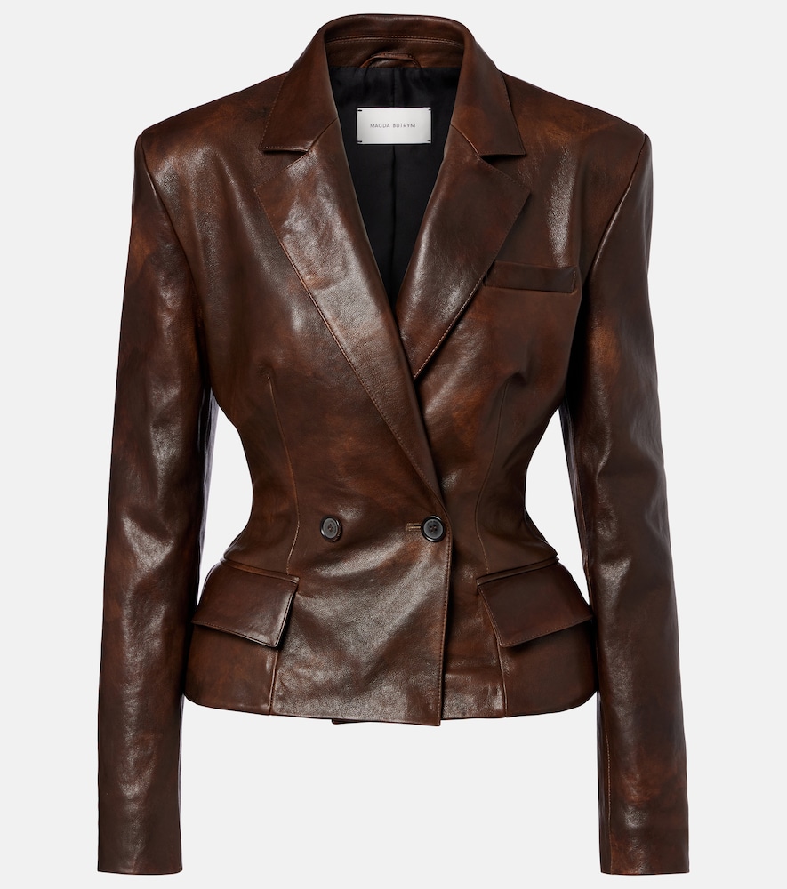 Peplum leather jacket