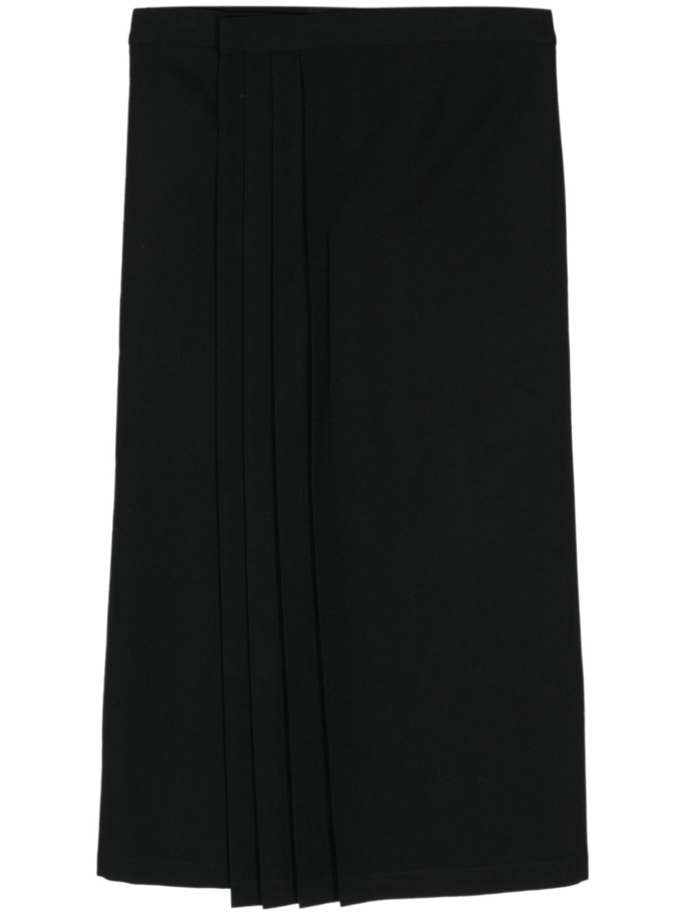 Pleated wool midi skirt - Black
