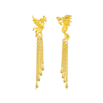 Dragon & Phoenix' 999.9 Gold Mistmatched Earrings