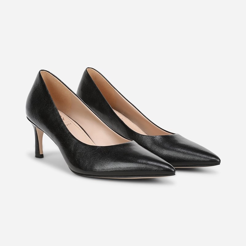 Francis Pump Shoes, Black Leather