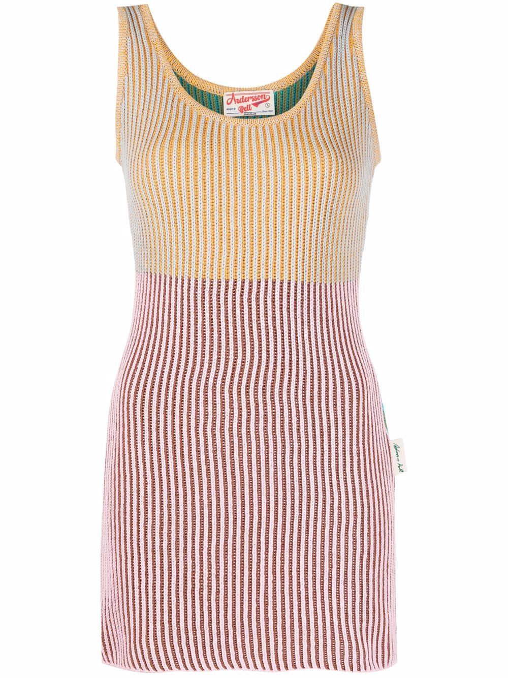 Colour-block ribbed knit vest - Pink