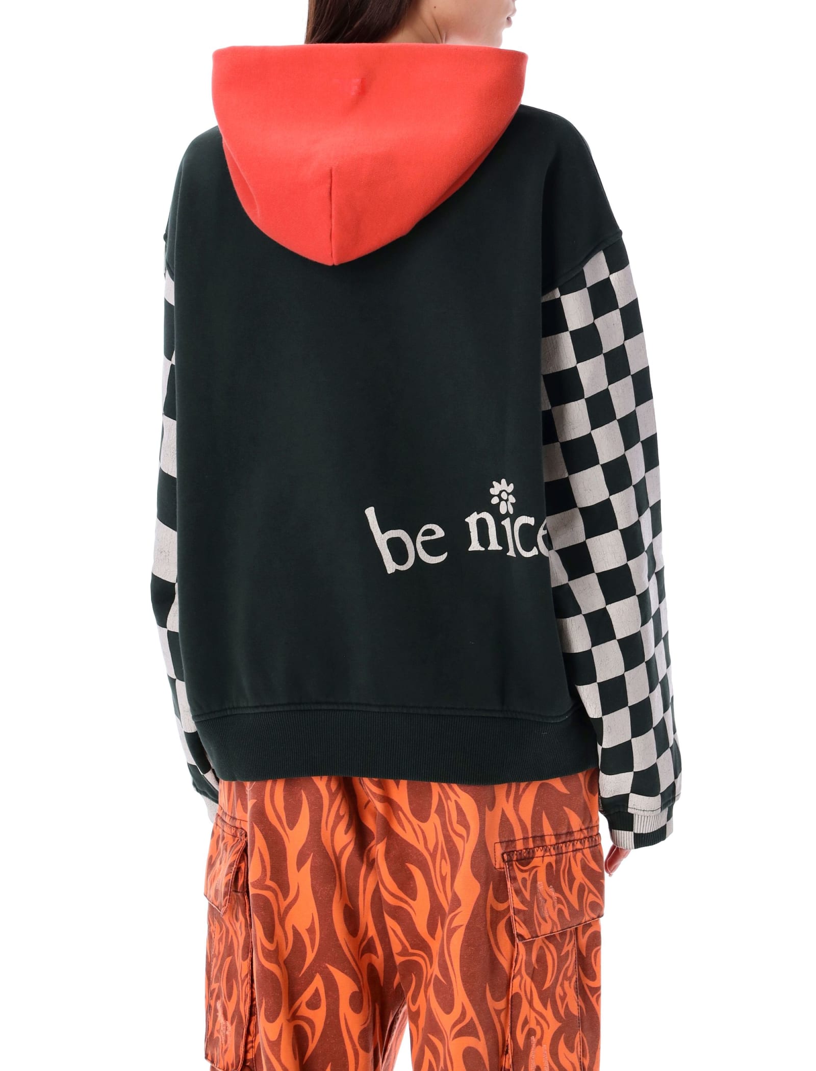 Venice Checked Sleeves Hoodie
