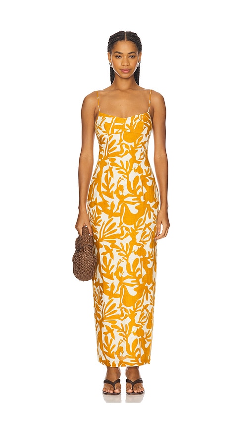 Amanda Uprichard MAXIKLEID LAWRENCE in Yellow. Größe XL. Also in L, M