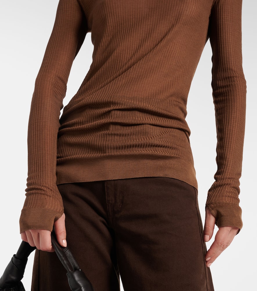 Ribbed-knit turtleneck top