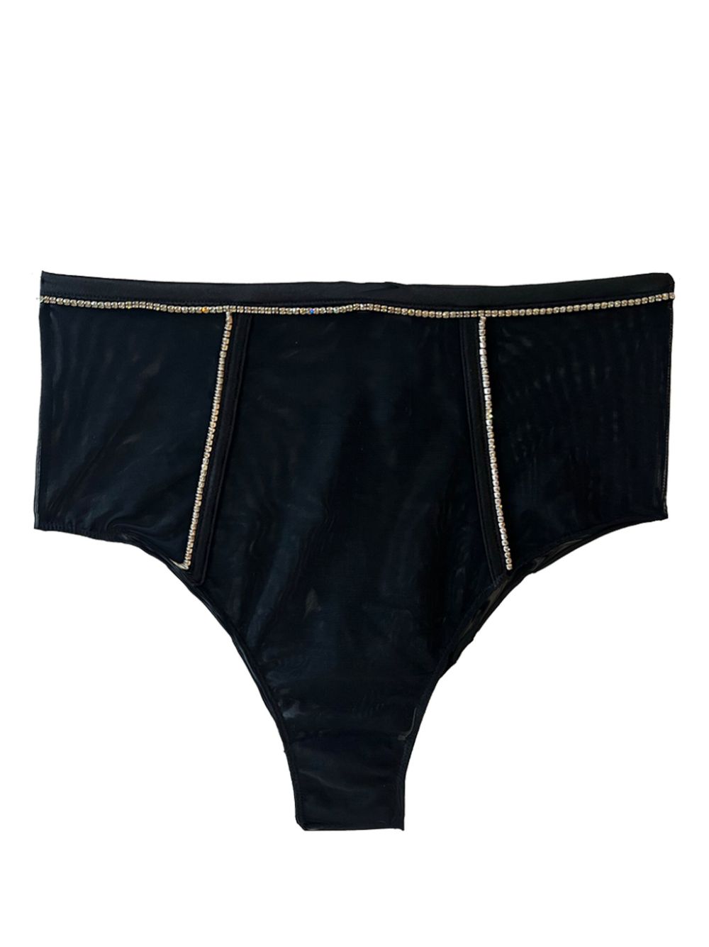 Brilliant rhinestone-embellished high-waist briefs - Black
