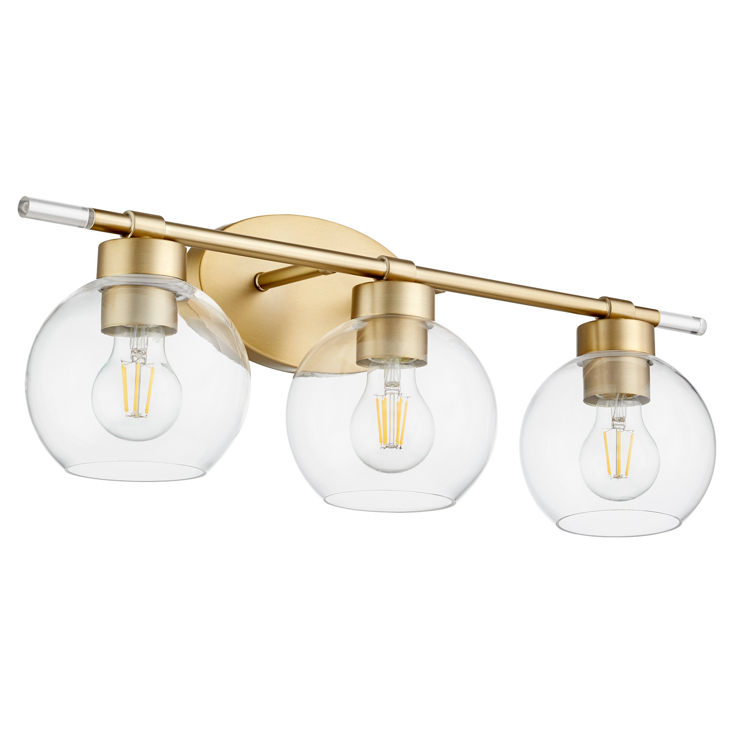 Aged Brass Three Light Vanity from the Voln Collection