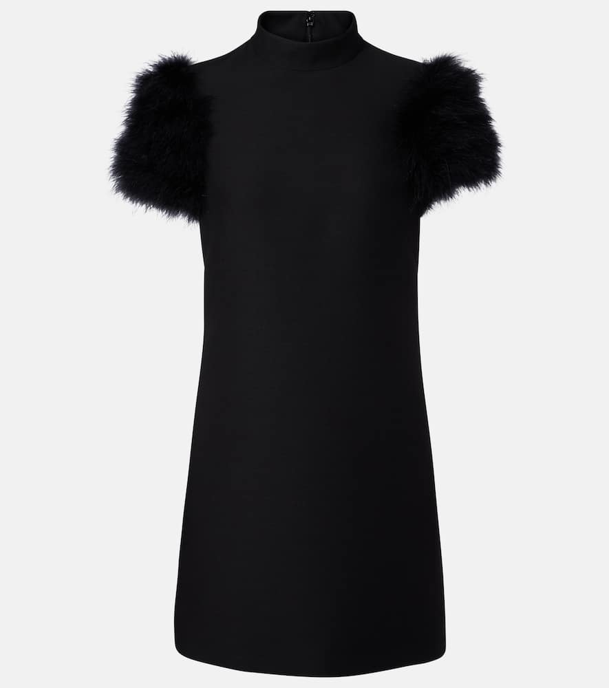 Crepe Couture feather-trimmed minidress