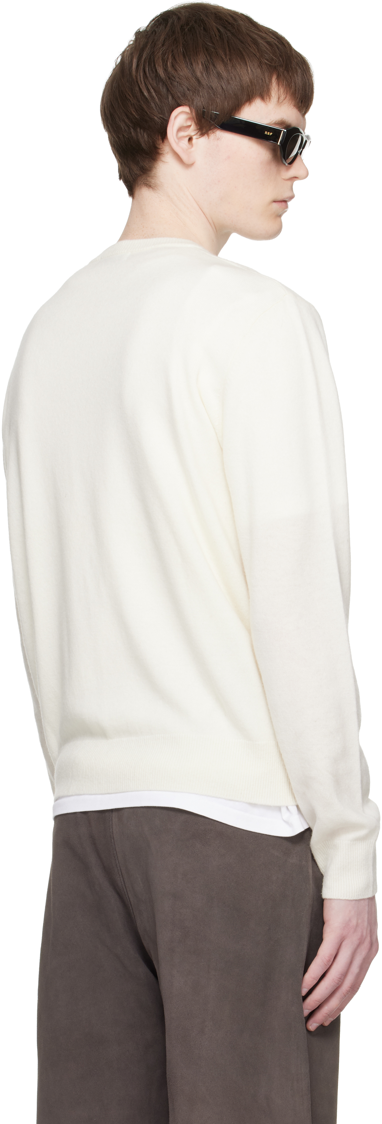 White Knit Crewneck Sweater