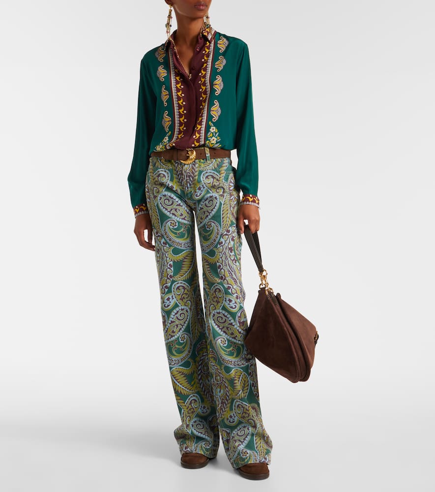 Printed oversized silk shirt