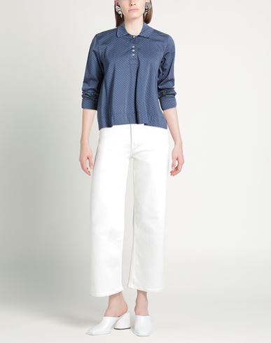 Trebarrabi Woman Top Slate blue Size S Cotton, Elastic fibres