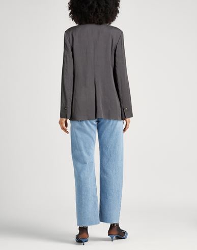 Woman Blazer Charcoal Size 6 Viscose, Linen