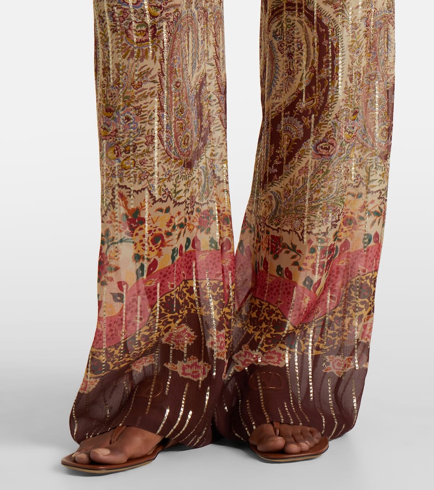 Printed silk-blend wide-leg pants
