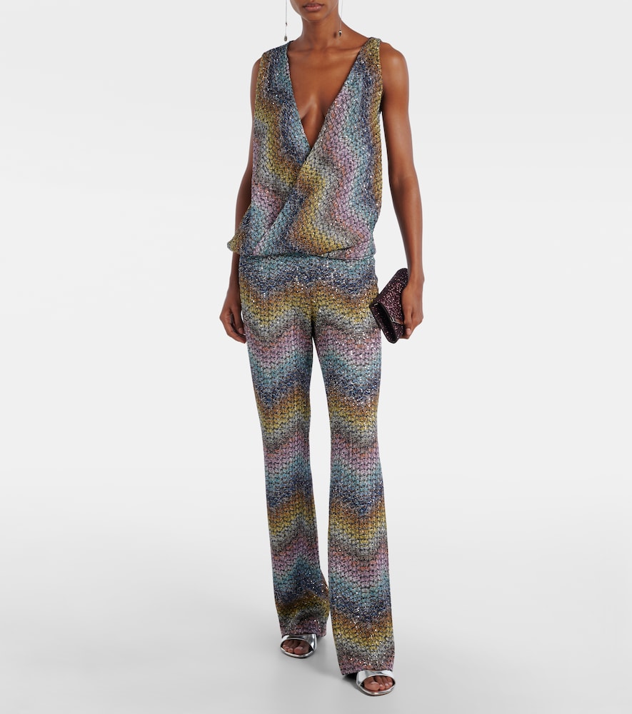 Sequined knitted lamé top