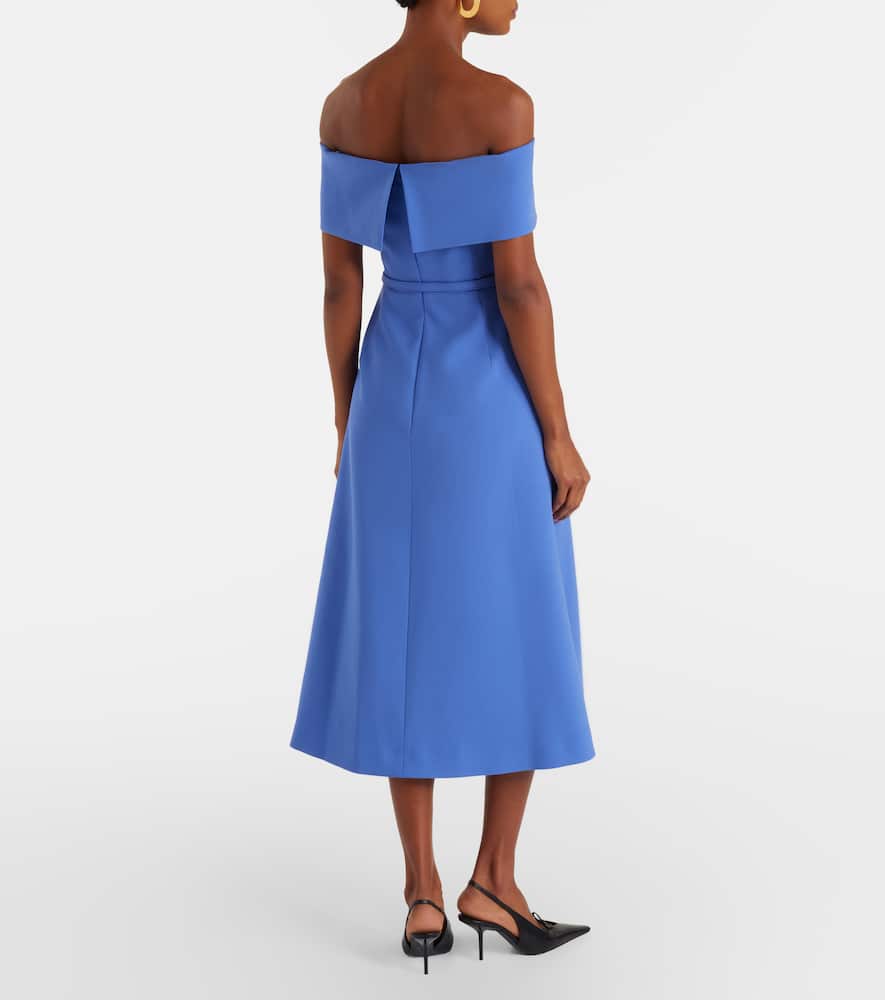 Belted wool-blend midi dress