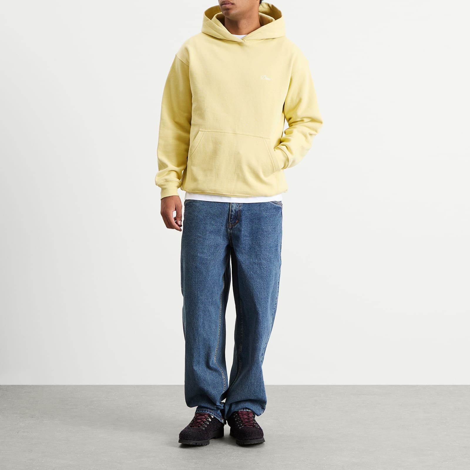 Men's Cursive Small Logo Hoodie Cloud Cream