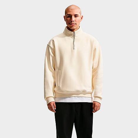 Men's Solo Swoosh Fleece Quarter-Zip Top in Coconut Milk/White
