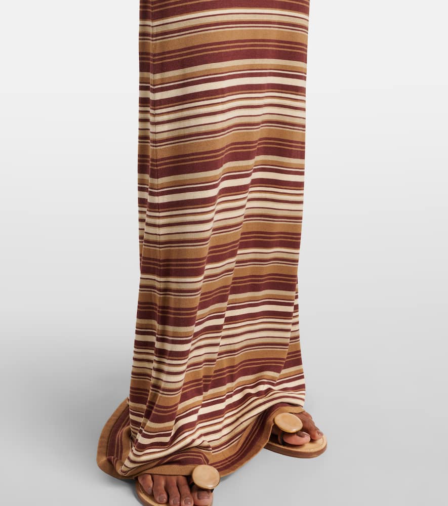 Knitted striped silk-blend maxi skirt