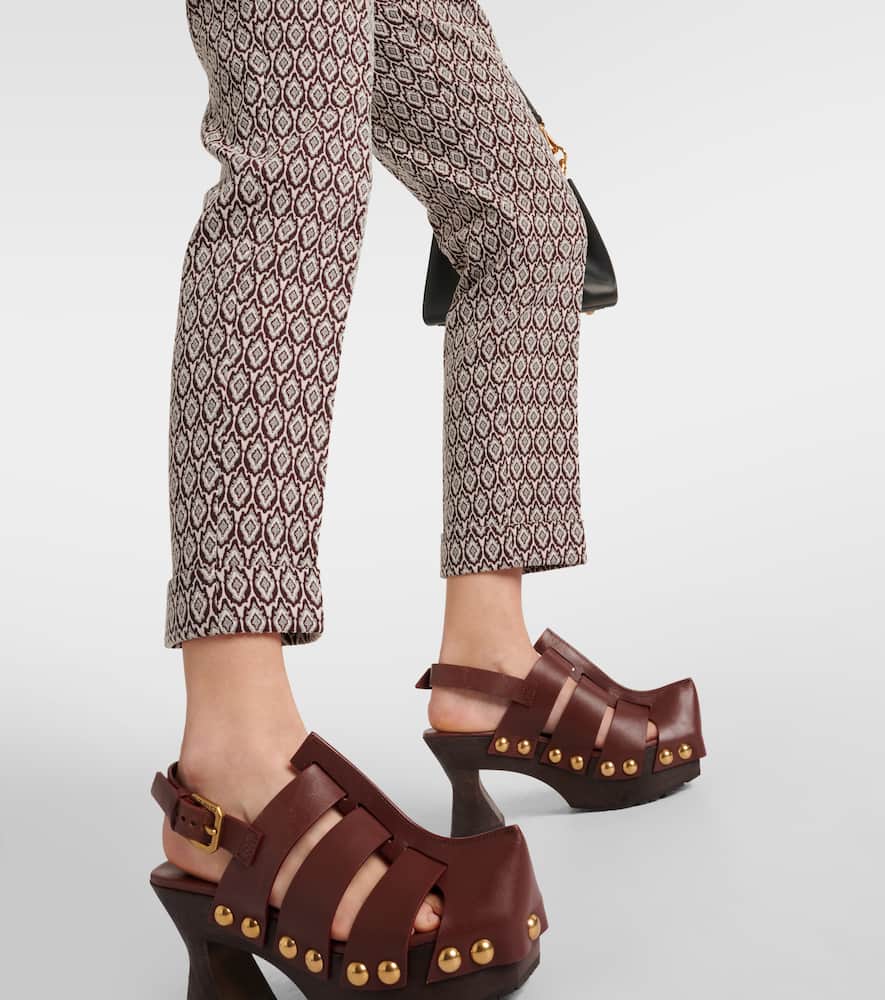 Printed cotton-blend cropped pants