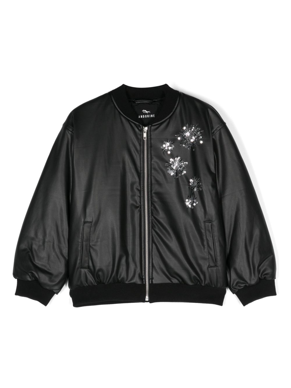 Sequin-embellished bomber jacket - Black