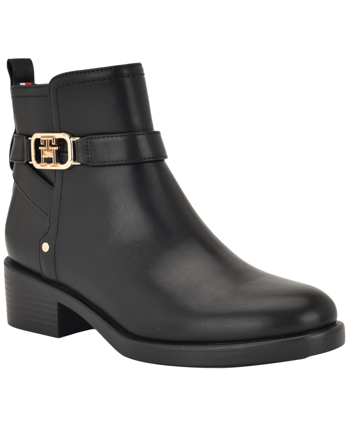 Women's Ivaide Logo Strap Block Heel Booties - Black