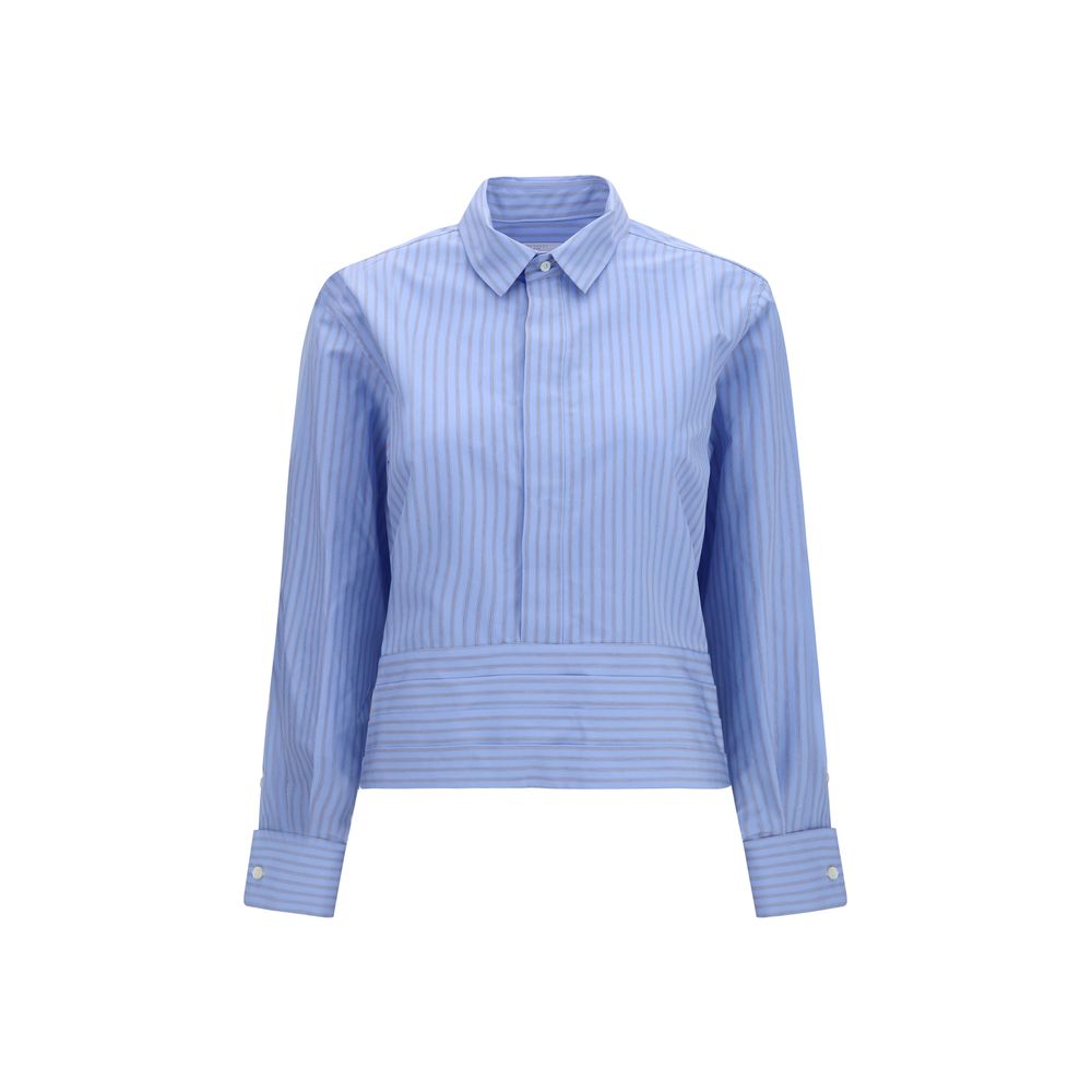 Cotton Poplin Striped Shirt — Blue