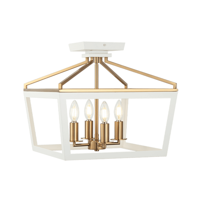 Matteo Mavonshire 1-Light Ceiling Light In White With Aged Gold Bra