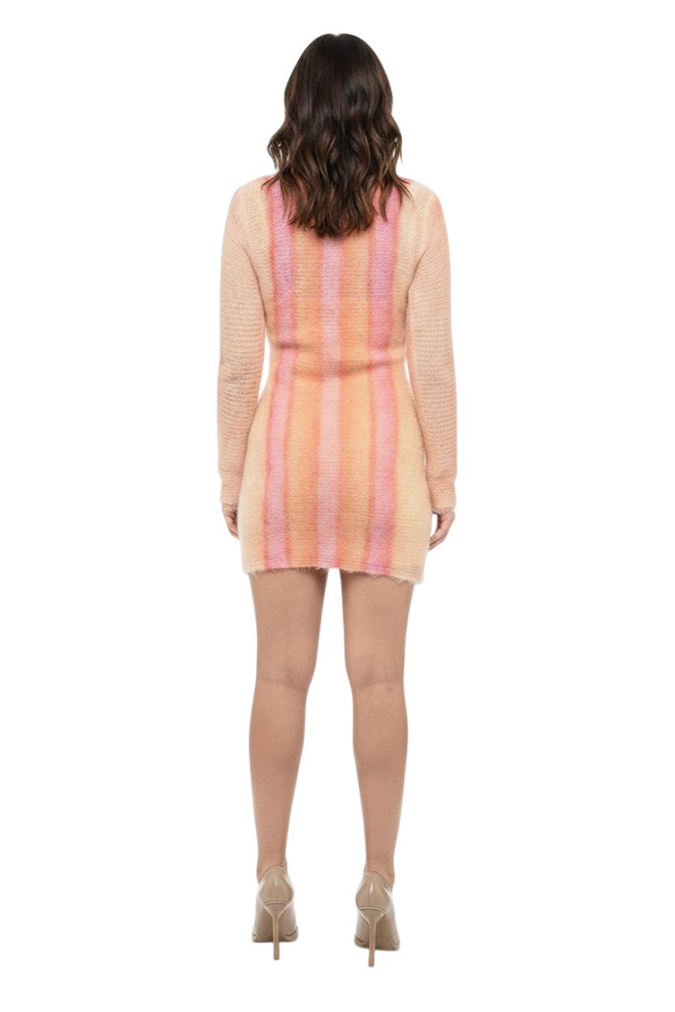 Striped-knit bodycon dress