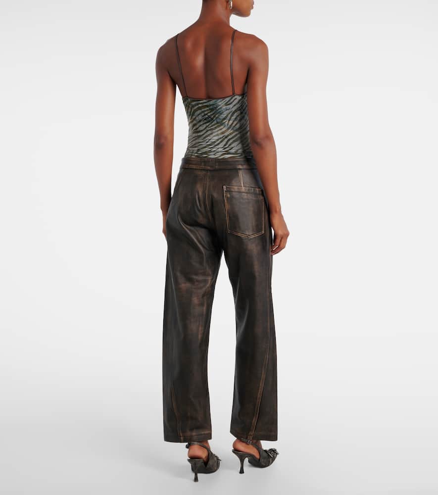 High-rise leather wide-leg pants