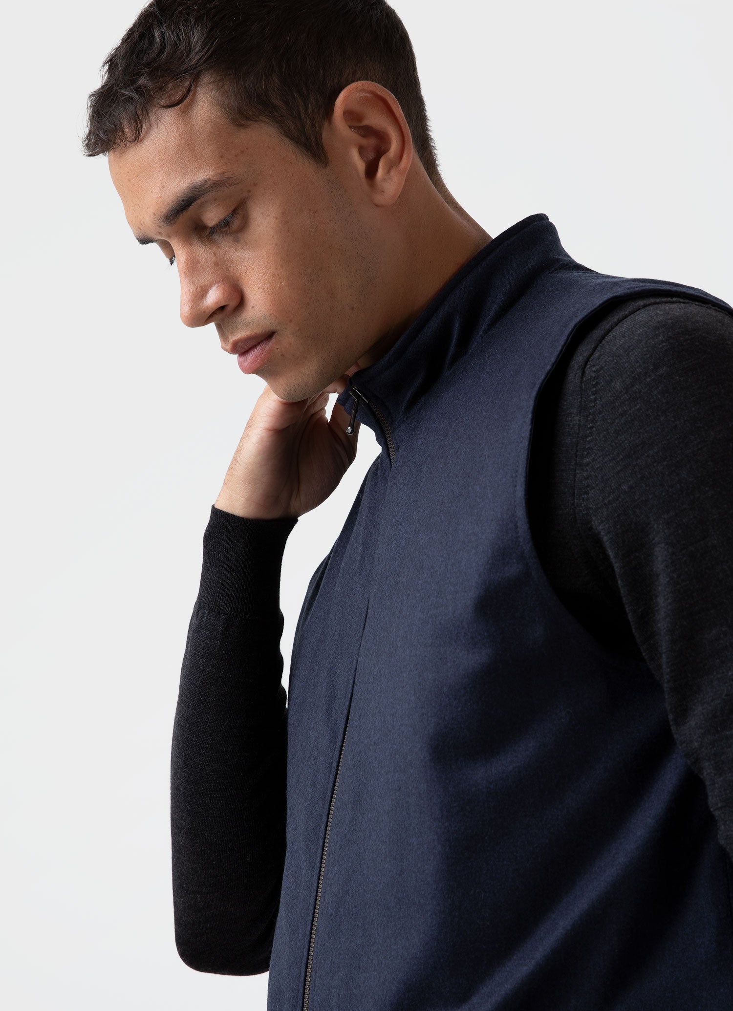 Men's Insulated Wool Vest in Navy Melange