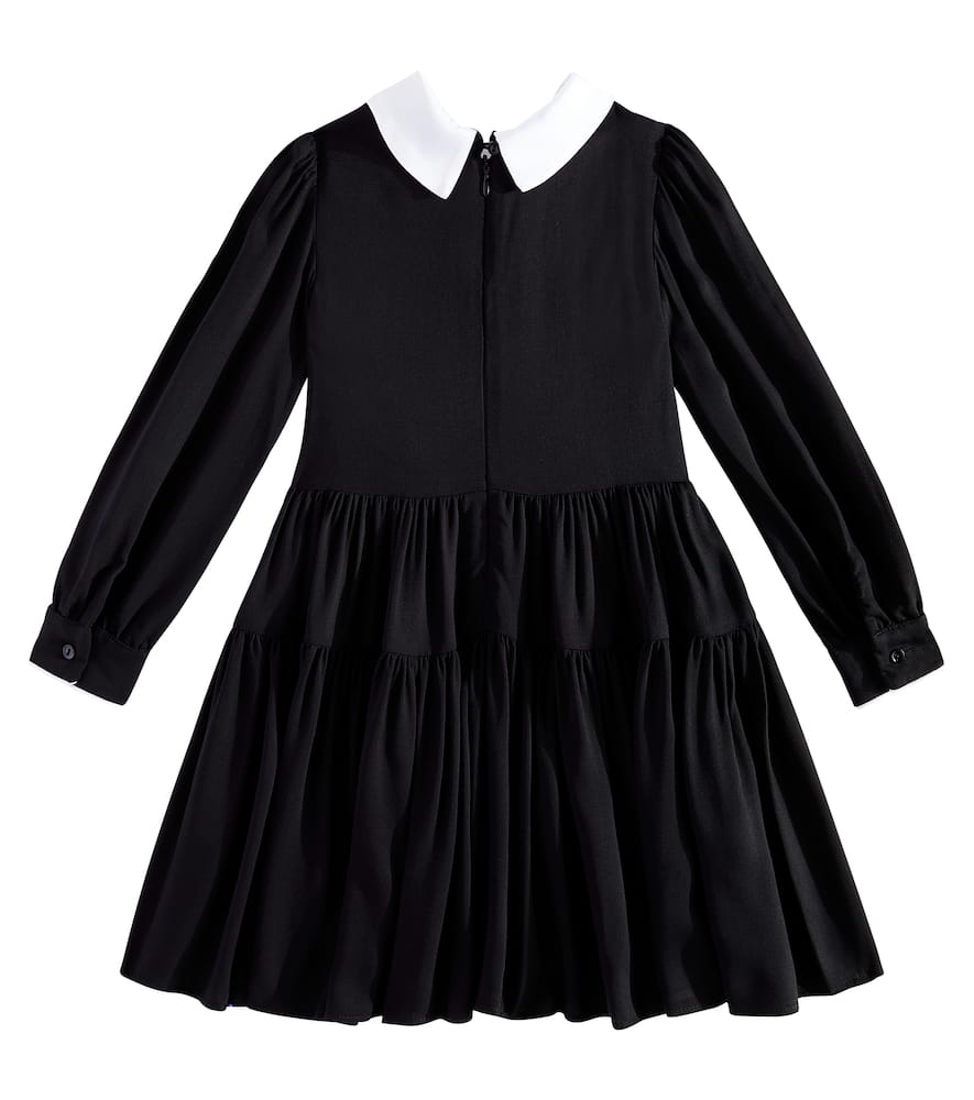 Monnalisa Twill bow-detail embellished dress