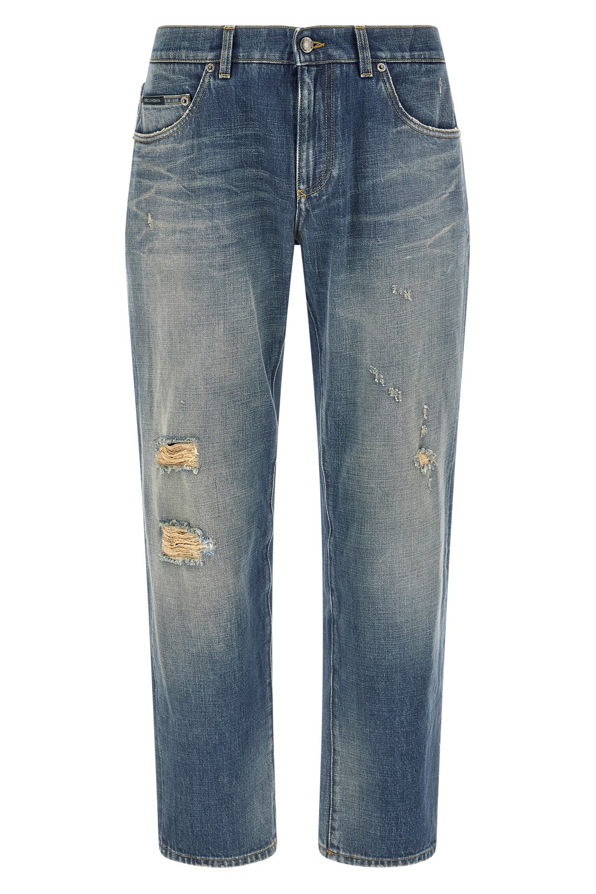 Destroyed Logo Plaque Jeans