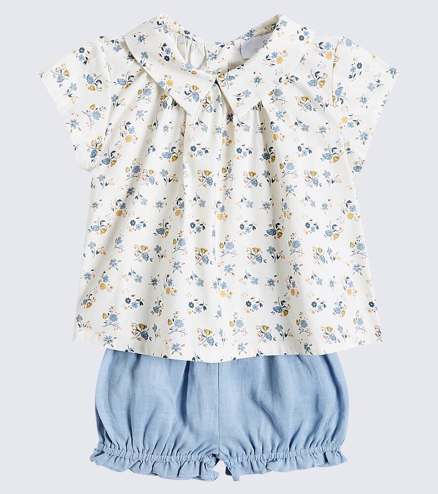 C'era Una Volta Baby Miki cotton-blend top and bloomers set