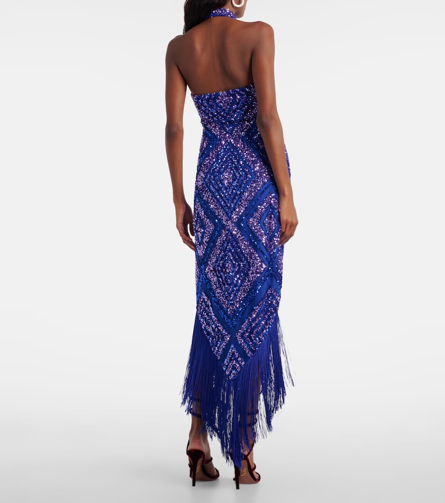 Nina fringed sequined maxi dress