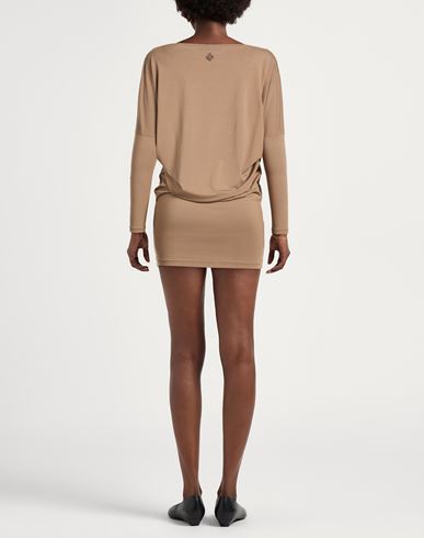 Woman Mini dress Khaki Size XS Viscose, Elastane, Polyester