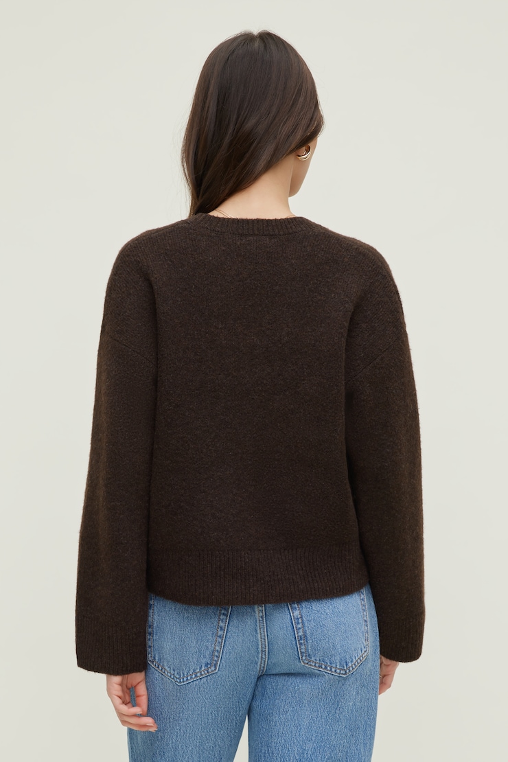 Relaxed V Neck Cardigan - Brown - Women Clothing