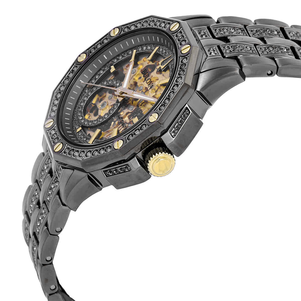 Octava Automatic Crystal Gold Skeleton Dial Mens Watch 98A293