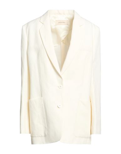Woman Blazer Off white Size 12 Linen, Cotton