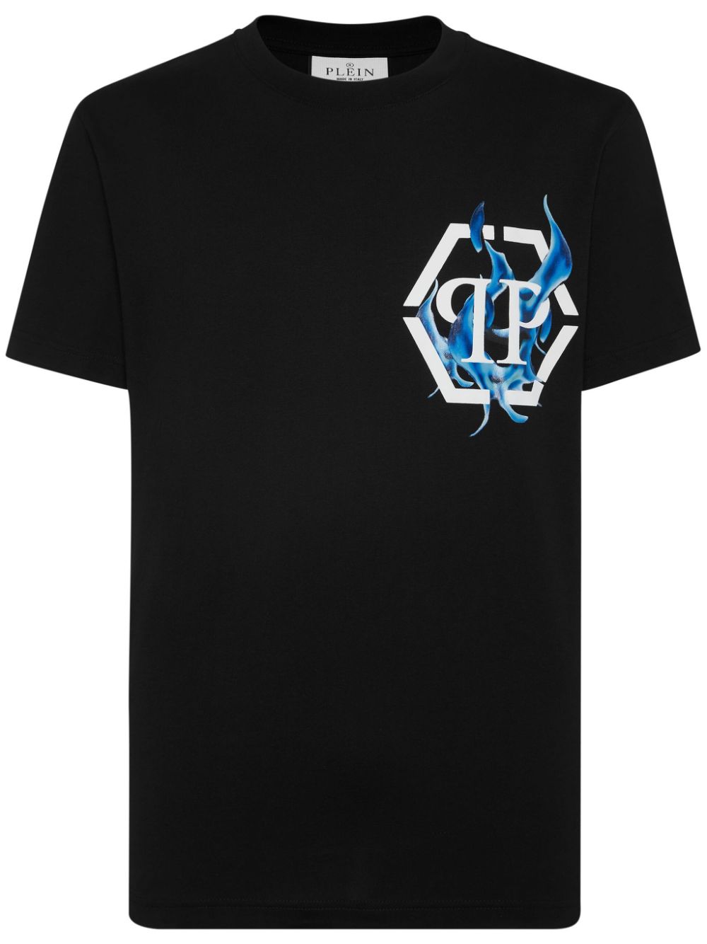 Logo flame-print cotton T-shirt - Black