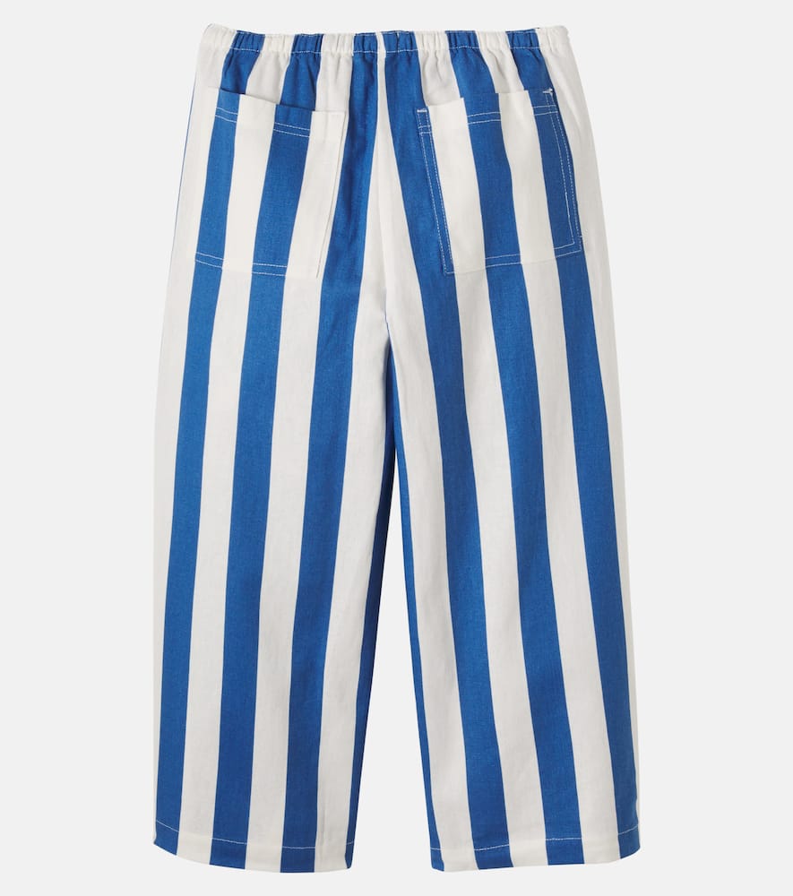 Striped linen and cotton wide-leg pants
